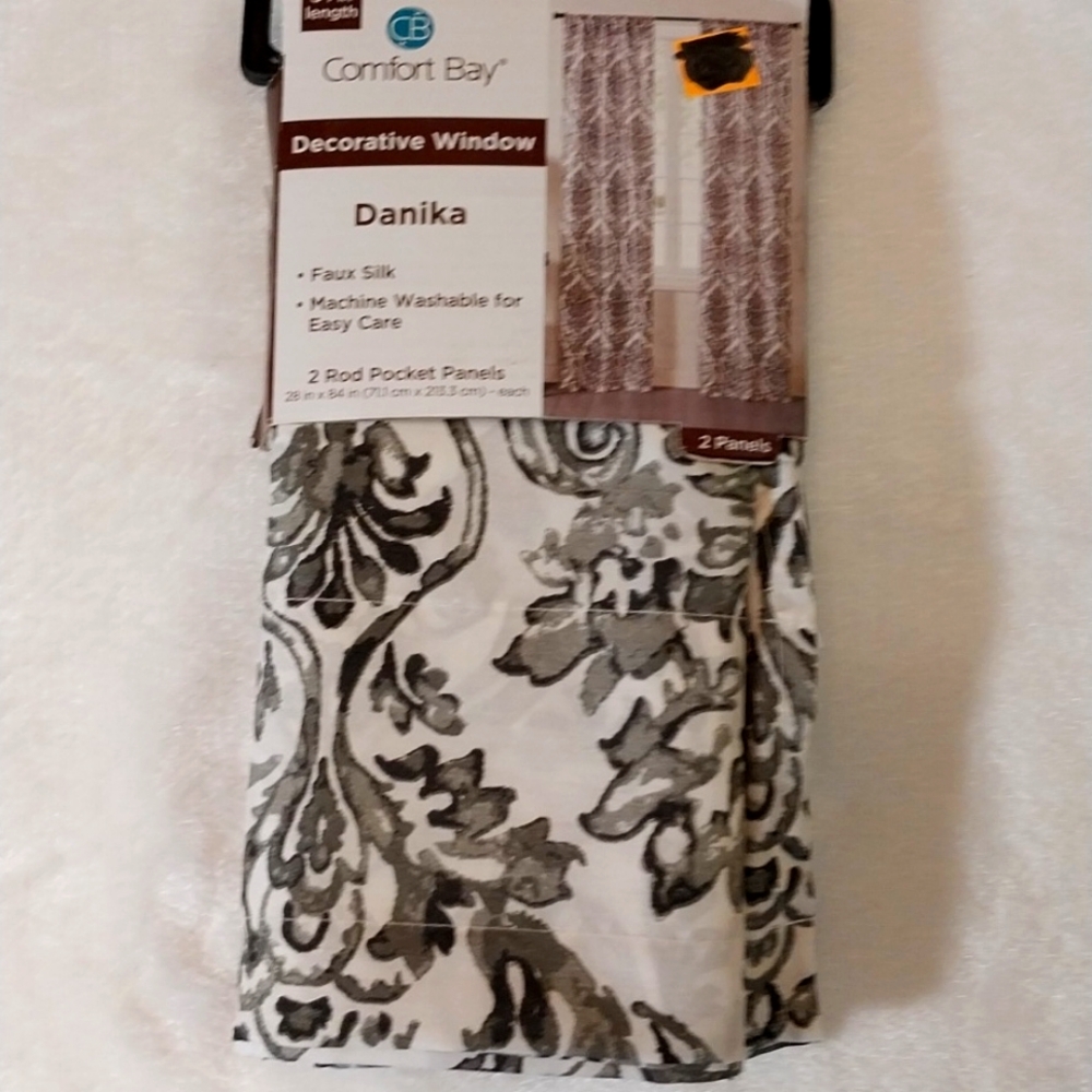 DANIKA FAUX SILK DANIKA STYLE 2 ROD POCKET PANELS size 28"x84" each rod
